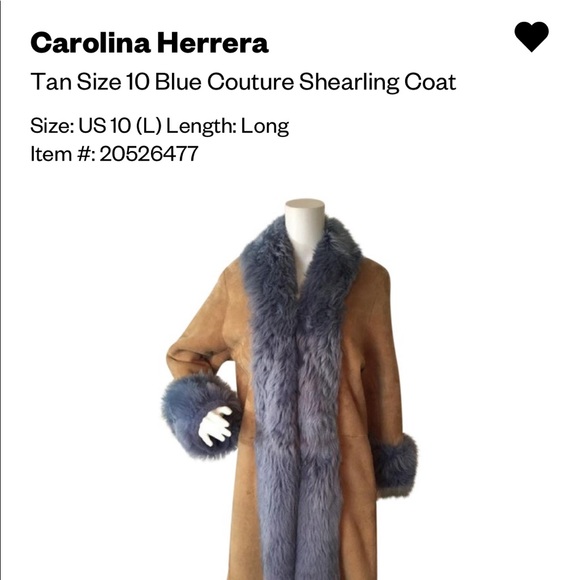 Carolina Herrera tan & blue couture shearling coat - Picture 12 of 14
